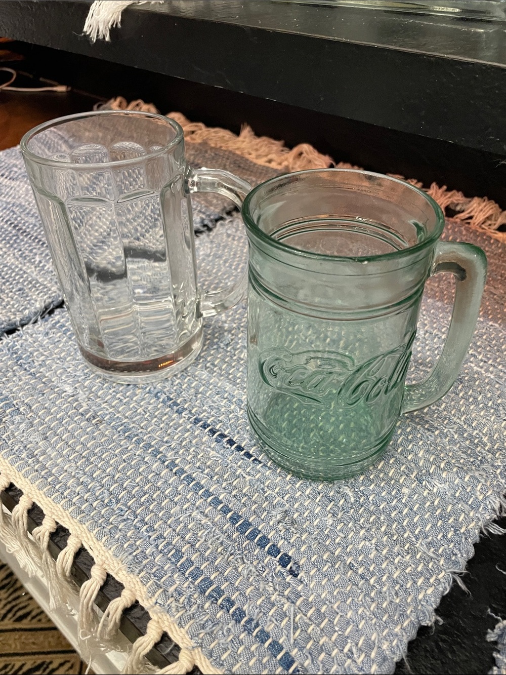 Coca Cola Light Green Glass Mug with Embossed Logo & Root Beer Type Mug